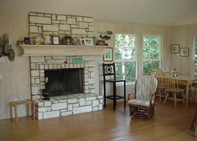 fireplace of the vacation cabin